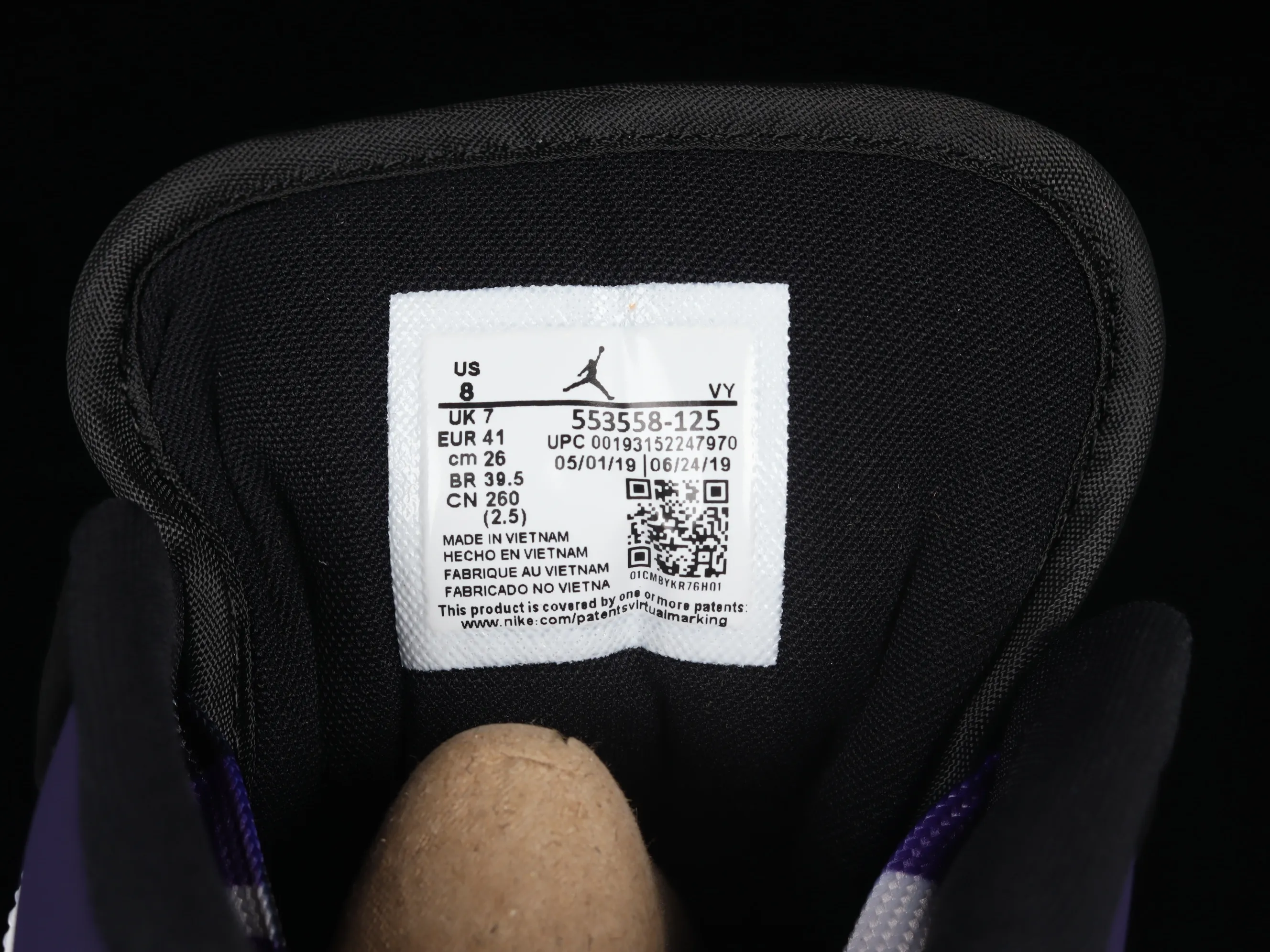 All categories Air Jordan Jordan series basketball shoes Air Jordan 1 Low Air Jordan 1 Low "Court Purple" AJ1 Joe 1 new black and purple toe 553558-125